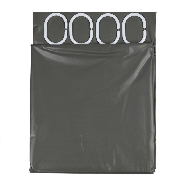 Benson Modern douchegordijn - waterafstotend polyester - grijs - 180 x 200 cm - inclusief 12 haken