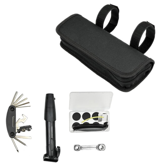 Benson Fiets reparatieset - Deluxe - 16-delig - Compact en veelzijdig - Inclusief minipomp en tas