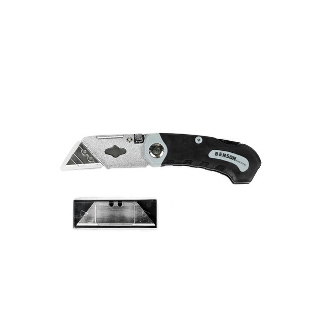 Benson Inklapbaar hobbymes - Multifunctioneel - Inclusief 5 mesjes - Antislip grip - Zwart - 15,5 cm