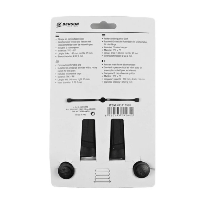 Benson Comfortabele fietshandvatten - ergonomisch - 140 mm en 95 mm - zwart