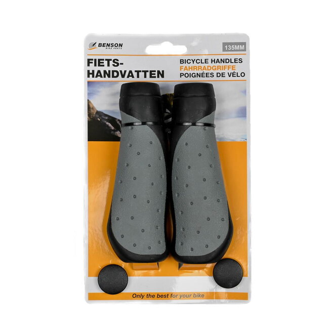 Benson Comfortabele fietshandvatten - ergonomisch - 135 mm - zwart - set van 2