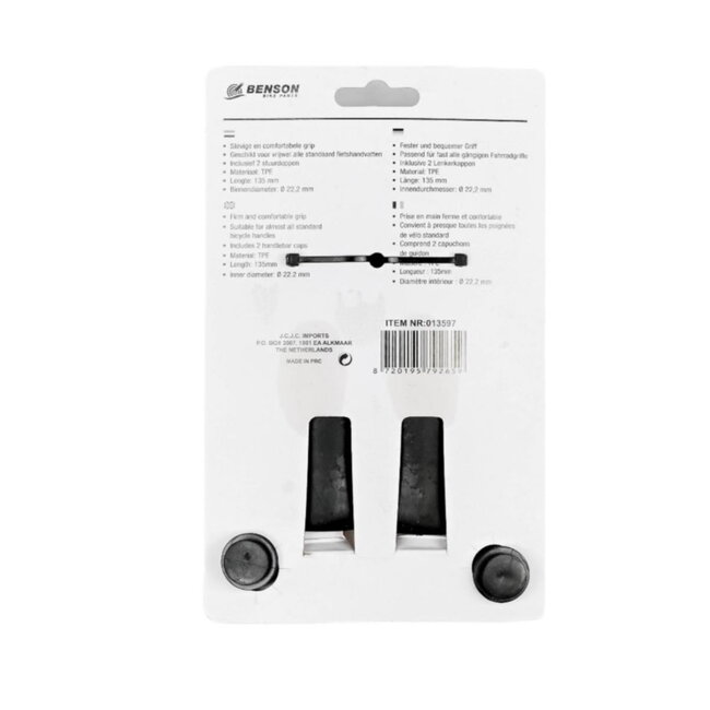 Benson Comfortabele fietshandvatten - ergonomisch - 135 mm - zwart - set van 2