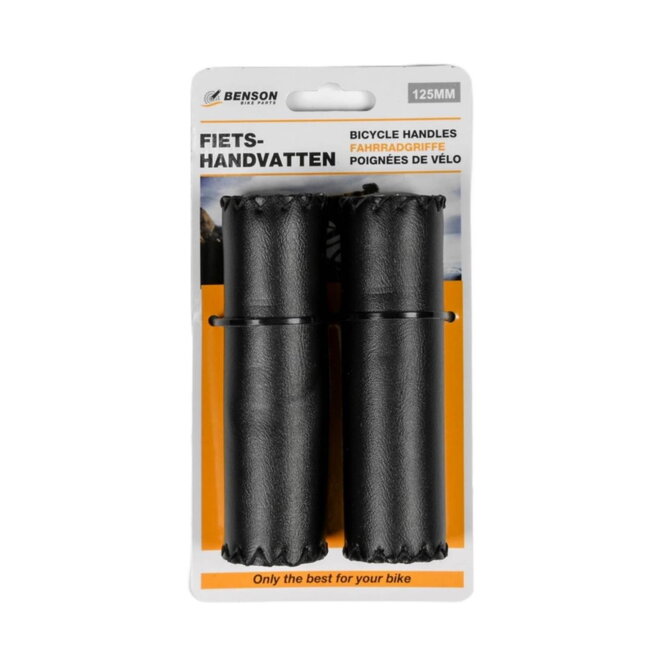 Benson Retro fietshandvatten - kunstleer - stevige grip - 125 mm - zwart