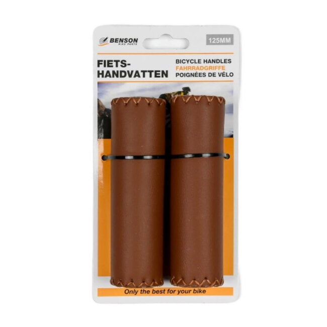 Benson Retro fietshandvatten - kunstleer - 125 mm - cognac bruin - set van 2