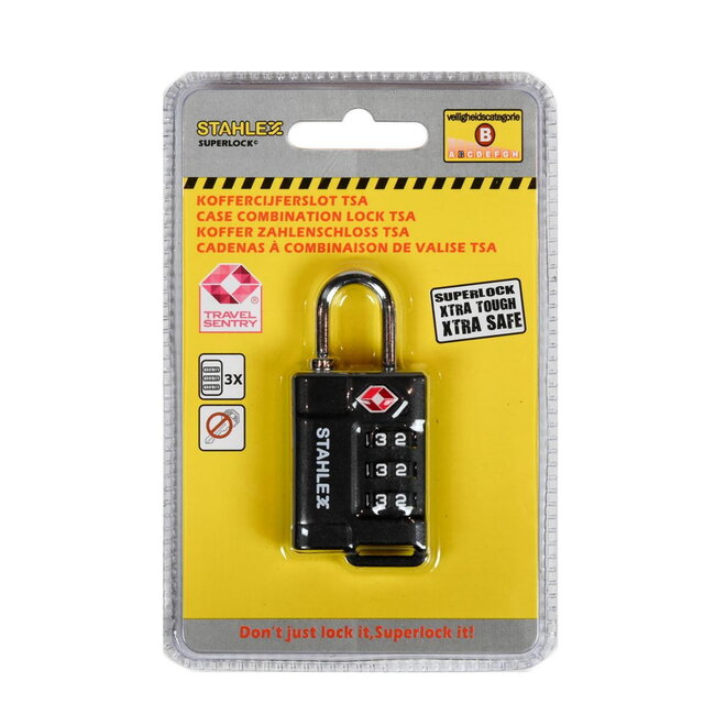 Stahlex Koffercijferslot - TSA-gecertificeerd - 3-cijferig - Zwart - 12,4 x 20,5 mm