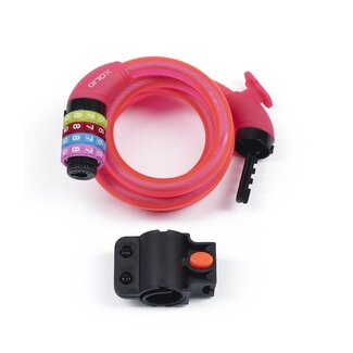 Xolid Instelbaar cijferslot - 120 cm staalkabel - roze - 4-cijferig - stootvast kunststof