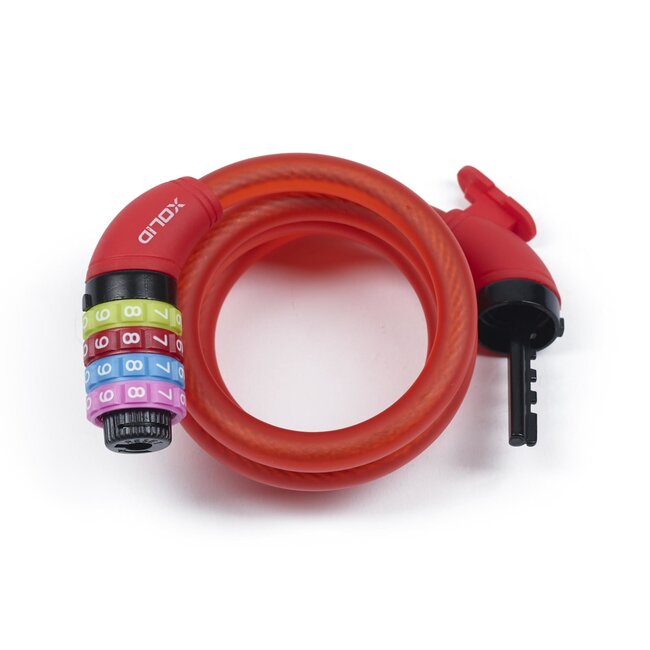 Xolid Kabelslot - Cijferslot - 4-cijferig - Ø 12 mm - 120 cm - Rood