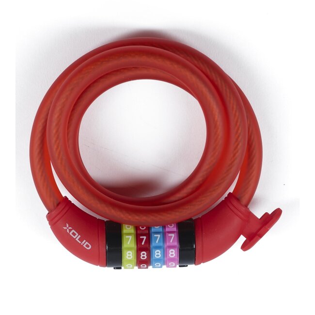 Xolid Kabelslot - Cijferslot - 4-cijferig - Ø 12 mm - 120 cm - Rood