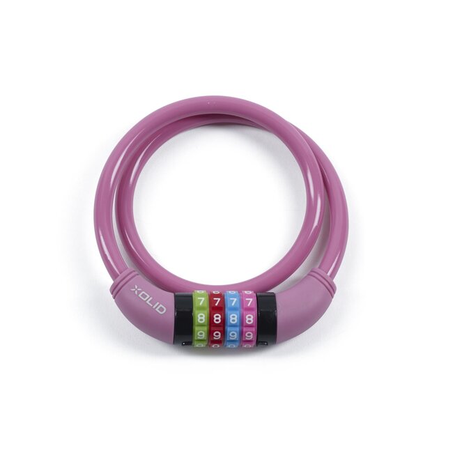Xolid Cijferslot met dikke staalkabel - 4-cijferig - 65 cm - roze