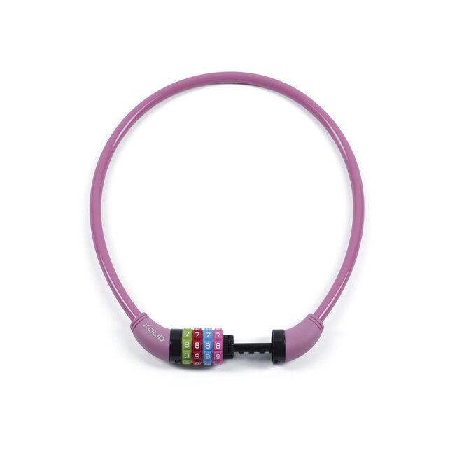 Xolid Cijferslot met dikke staalkabel - 4-cijferig - 65 cm - roze