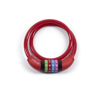 Xolid Kabelslot - Cijferslot - 4 Cijferig - Ø 10 mm - 65 cm - Rood