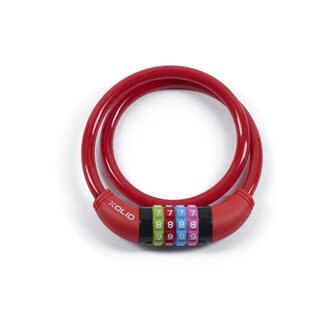 Xolid Kabelslot - Cijferslot - 4-cijferig - Ø 10 mm - 65 cm - Rood