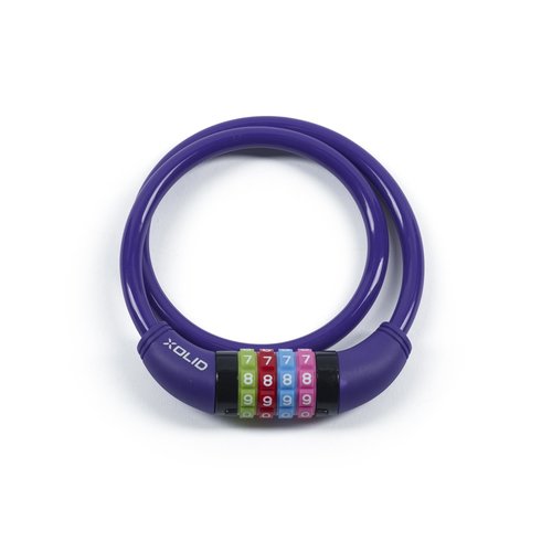 Xolid Kabelslot - Cijferslot - 4 Cijferig - Ø 10 mm - 65 cm - Paars Xolid Kabelslot - Cijferslot - 4 Cijferig - Ø 10 mm - 65 cm - Paars