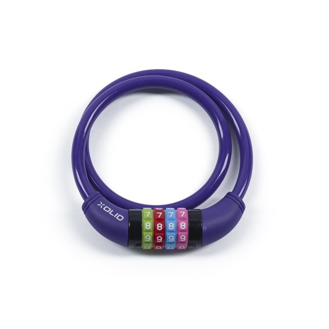 Xolid Kabelslot - Cijferslot - 4-cijferig - Ø 10 mm - 65 cm - Paars