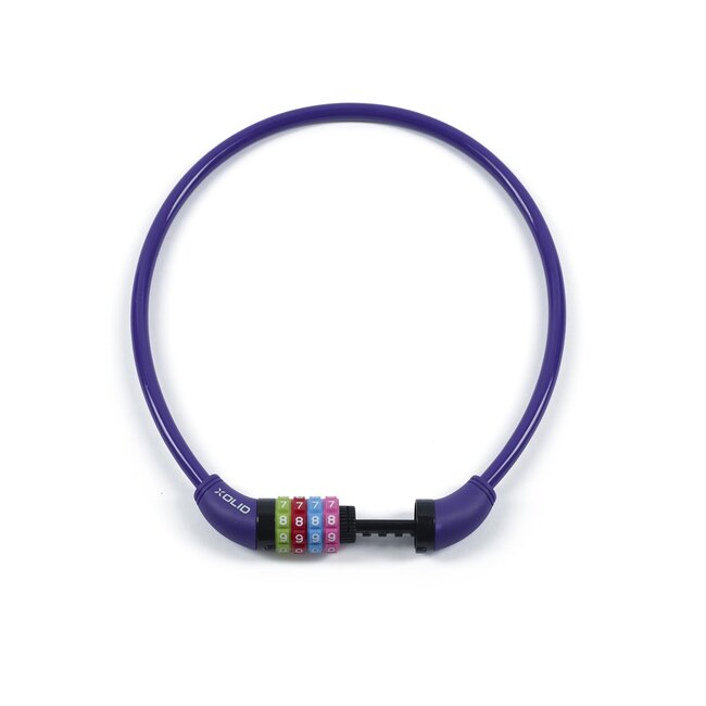 Xolid Kabelslot - Cijferslot - 4-cijferig - Ø 10 mm - 65 cm - Paars