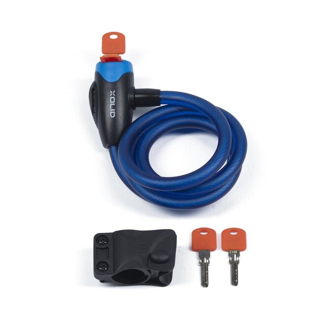 Xolid Kabelslot - Flexibel en Slagvast - 12 mm x 120 cm - Blauw - Inclusief 3 Sleutels