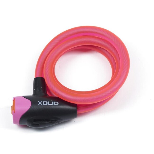 Xolid Kabelslot - Flexibel en Slagvast - 120 cm - Roze - Inclusief 3 Sleutels