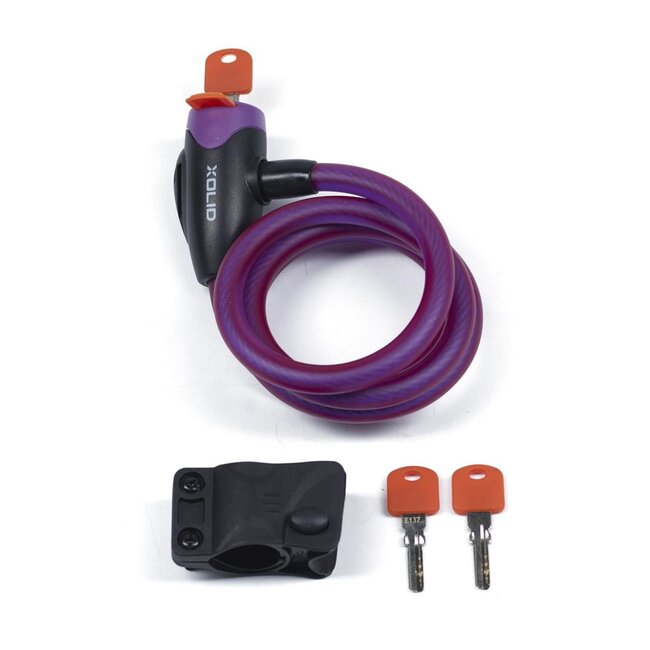Xolid Kabelslot - spatwaterdicht - slagvast - 12 mm x 120 cm - paars - inclusief 3 sleutels