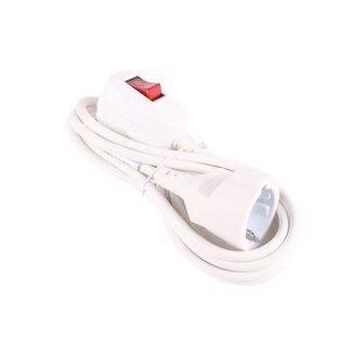 Benson Verlengsnoer - 3 meter - Met schakelaar en randaarde - Wit