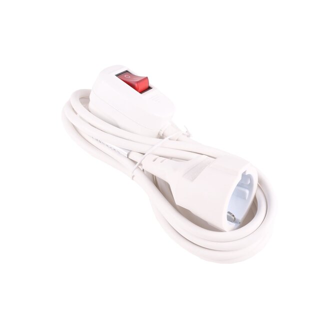 Benson Verlengsnoer - 3 meter - Met schakelaar en randaarde - Wit