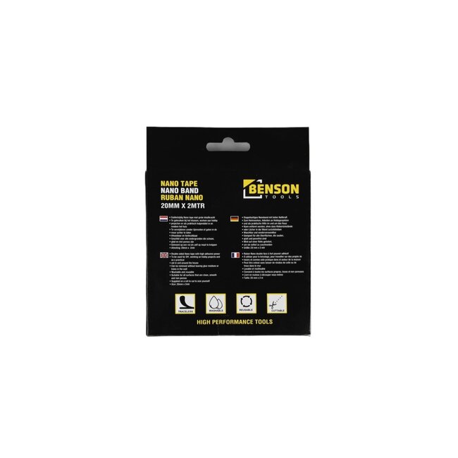Benson Dubbelzijdige tape - Nano - 20 mm x 2 meter - Herbruikbaar en afwasbaar