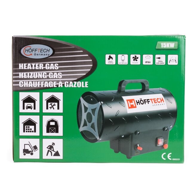 Hofftech Krachtige mobiele gasheater - 15 kW - oververhittingsbeveiliging - ideaal voor bouwplaatsen en evenementen