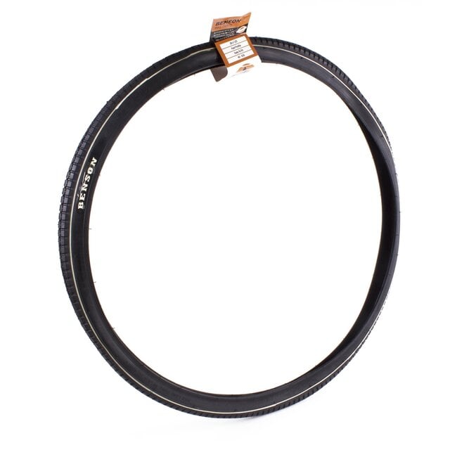 Benson Retro buitenband - witte lijn - reflectie - 28 x 1 1/2 - zwart