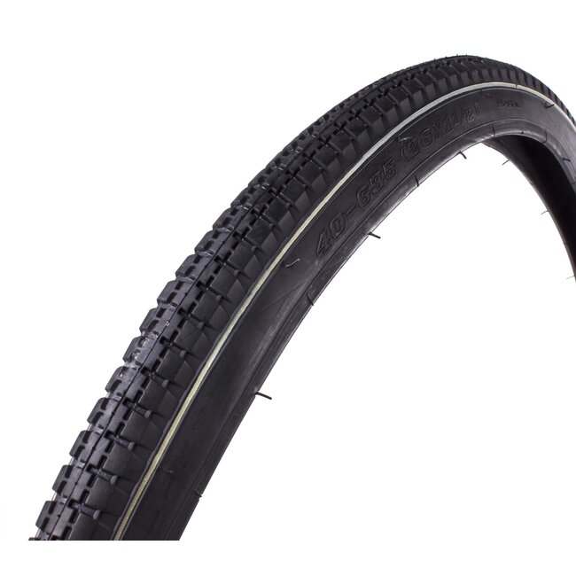 Benson Retro buitenband - witte lijn - reflectie - 28 x 1 1/2 - zwart