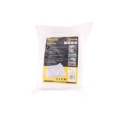 Benson Dekzeil - 16 gram - 4 x 5 meter - Transparant - Wit Benson Dekzeil - 16 gram - 4 x 5 meter - Transparant - Wit