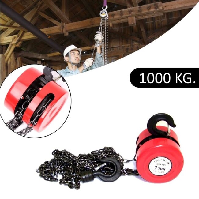 Benson Kettingtakel - 1000 kg - 2,5 meter hefhoogte - robuuste ketting