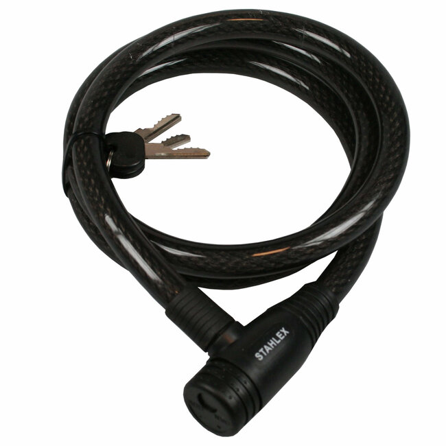 Stahlex Kabelslot - spatwaterdicht - solide staal - 1400 mm - zwart - 3 sleutels