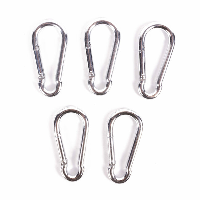Benson Set karabijnhaken - Ø 8 x 80 mm - zilver - 5 stuks