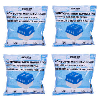 Benson Vochtopnemer navulling - 400 gram - 4 stuks - langdurige werking - tegen schimmel en geurtjes