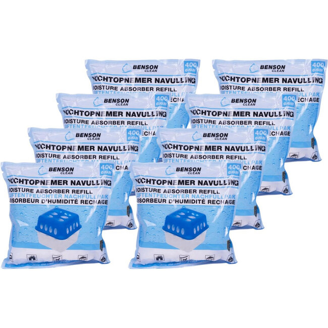 Benson Vochtopnemer navulling - 400 gram - 8 stuks - langdurige werking