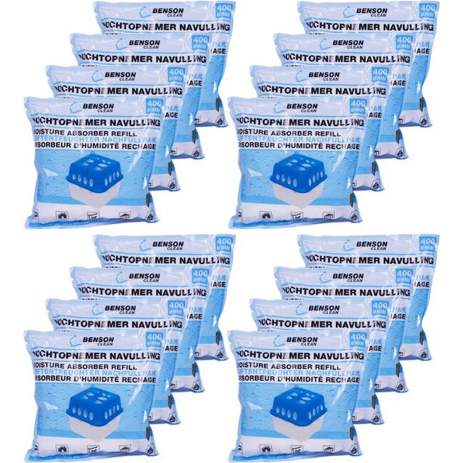 Benson Vochtopnemer navulling - 400 gram - 16 stuks - langdurige werking