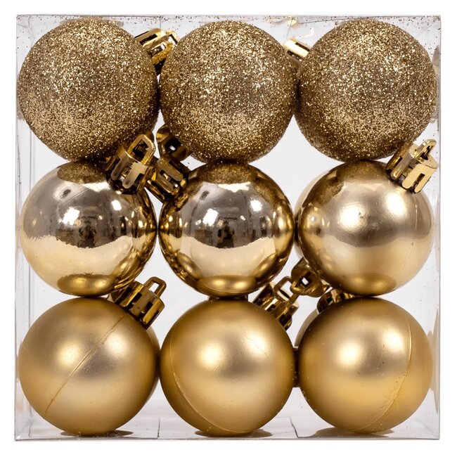 REA Kerstballen Set Kunststof Ø 6, 4 en 3 cm Goud en Rosé Goud