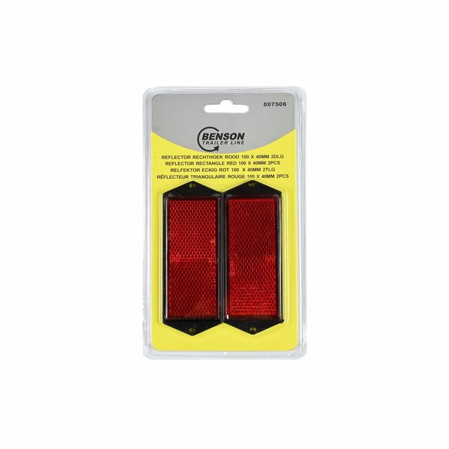 Benson Rechthoekige reflector - 100 x 40 mm - rood - 2 stuks - E-keur