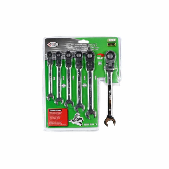 Hofftech Steek- en ringratel met draaibare kop - 8 mm tot 17 mm