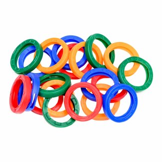 Benson Set van 20 kleurrijke universele sleutelringen - rood, groen, oranje, blauw