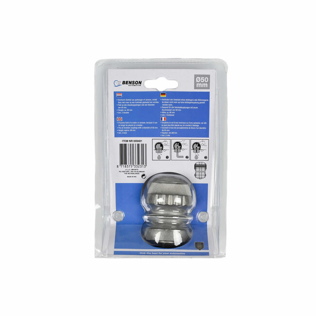Benson Kogelvormig disselslot - 50 mm koppeling - Weerbestendig zinklegering - Inclusief 2 sleutels