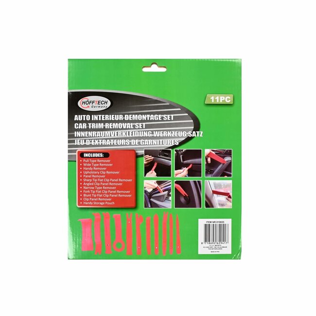 Hofftech Universele auto-interieur demontageset - 11-delig - Inclusief opbergtas - Rood/zwart