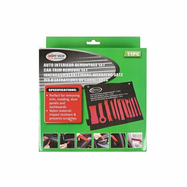 Hofftech Universele auto-interieur demontageset - 11-delig - Inclusief opbergtas - Rood/zwart