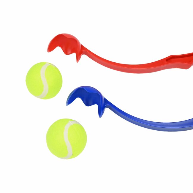 Benson Ballenwerper voor honden - ergonomisch - inclusief tennisbal - 38 cm - rood of blauw