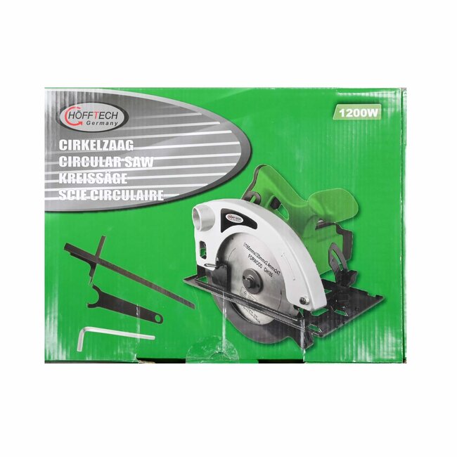 Hofftech Krachtige handcirkelzaag - 1200W - Ø185 mm zaagblad - 220V - met stofzuigeraansluiting