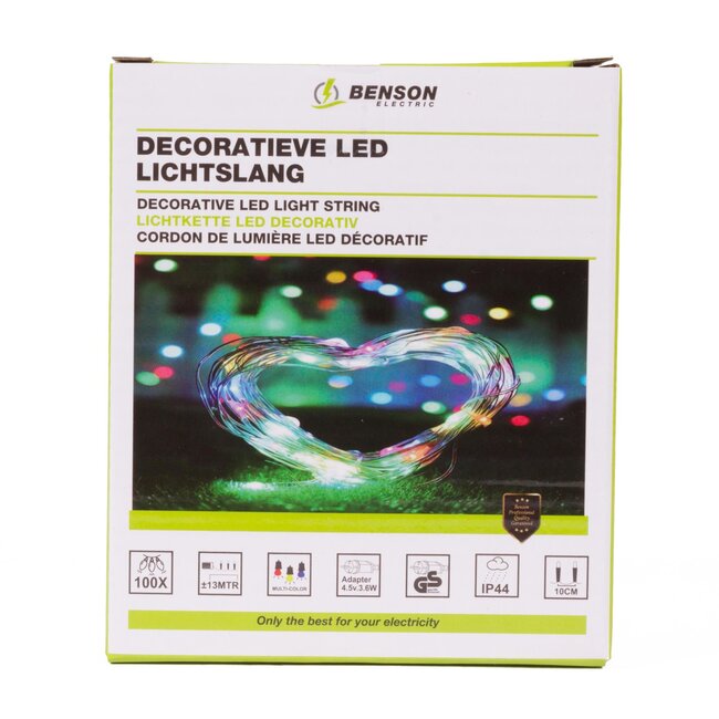 Benson Kleurrijke LED-lichtslang - 100 LED's - 13 meter - IP44 - Voor binnen en buiten