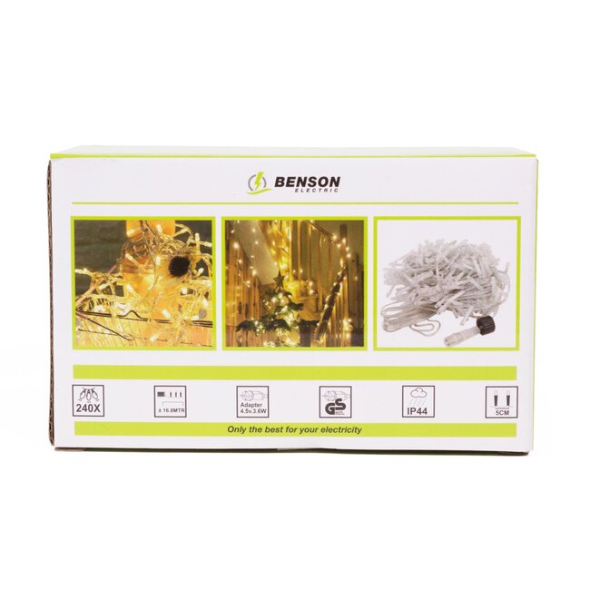 Benson Lichtsnoer met twinkle effect - 240 LED - Warm wit - 16.8 meter - IP44