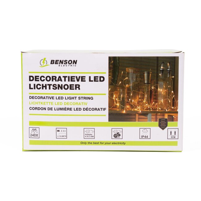 Benson Lichtsnoer met twinkle effect - 240 LED - Warm wit - 16.8 meter - IP44