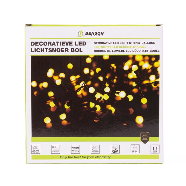 Benson Lichtsnoer - Warm Wit - 400 LED - 14,5 meter - Binnen/Buiten - IP44
