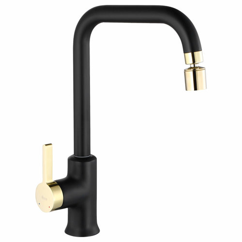 REA Polo Keukenmengkraan - Hoog Model - Mat Zwart / Glans Goud REA Polo Keukenmengkraan - Hoog Model - Mat Zwart / Glans Goud