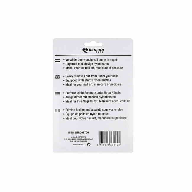 Benson Houten nagelborstel - dubbelzijdig - 10 x 4.5 cm - 2 stuks